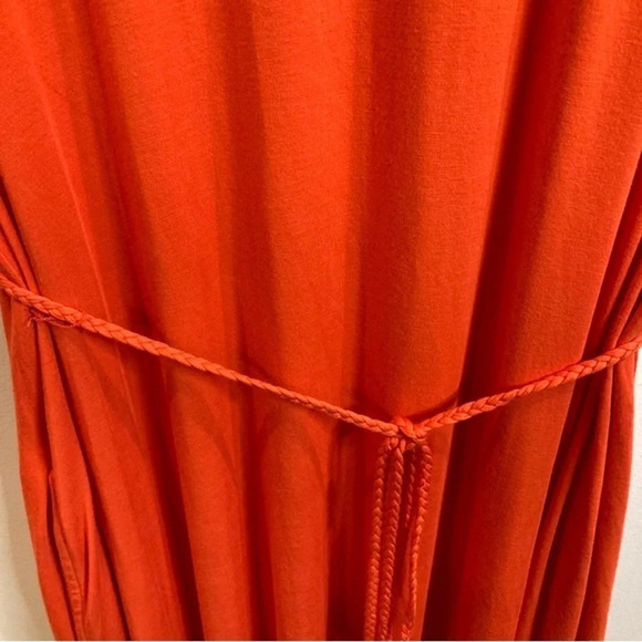 MATILDA JANE Sz XXL Jersey Knit A Line Braided Belt B Neck Pockets Maxi Dress - Picture 3 of 8